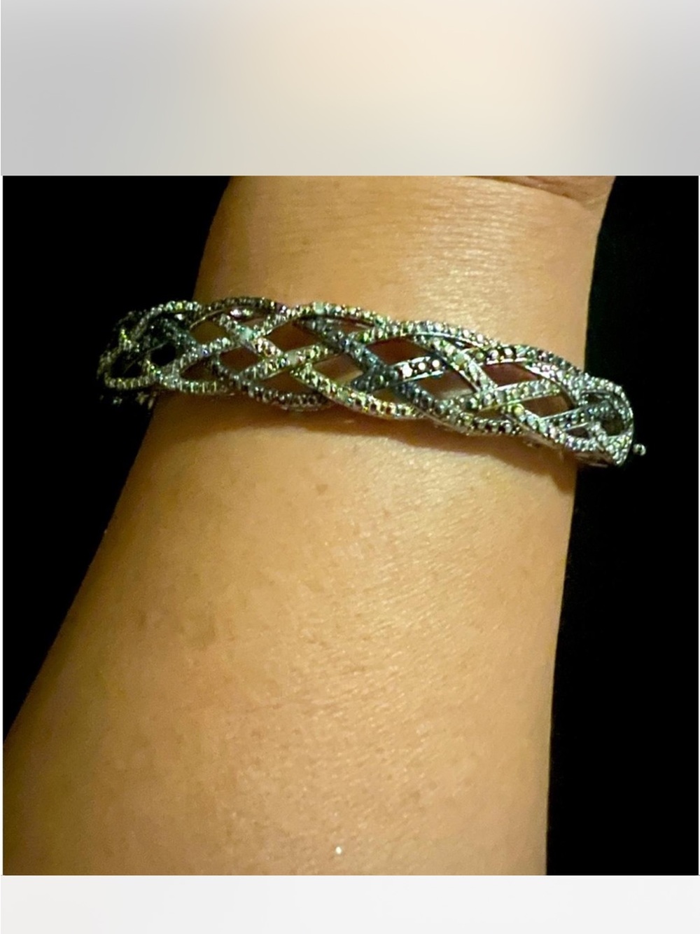 Black white genuine diamond bd Bangle Bracelet - Elegant Women’s Jewelry